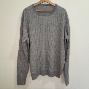 Charles Tyrwhitt Cotton Cashmere Cable Knit Crewneck Sweater -  Light Gray